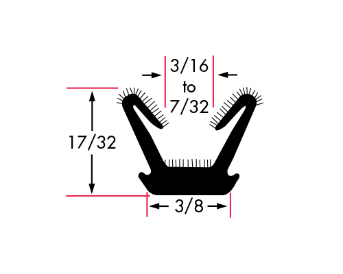 Flexible Flocked Rubber Glass Run Channel for 1963-1966 Valiant and Dart