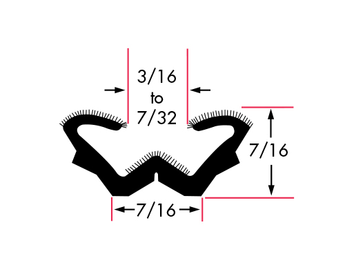 Flexible Flocked Rubber Glass Run Channel for Universal for Buses and RV Windows - 96 in long