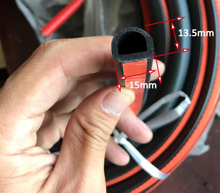 D Shape EPDM Foam Rubber Seals with 3M Acrylic Backing