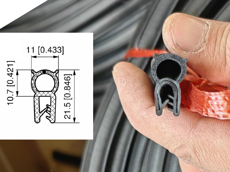 DDA2513-25 EPDM Dual Durometer Rubber Metal Carrier Co-extruded Trim Seal with Top Bulb