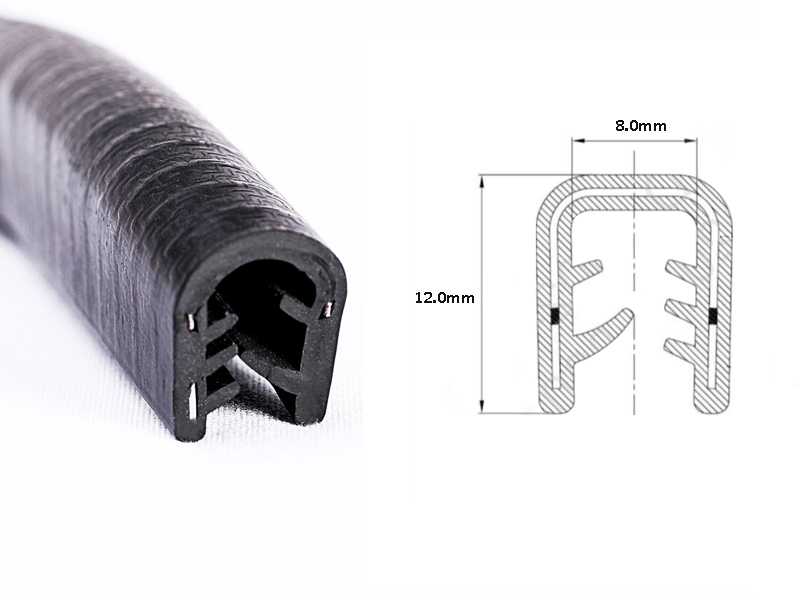 Flame-Retardant Rubber Trim U-Channel Push-On Edge Trim