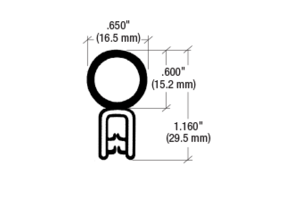 Trim Seal 75001360 Black Vertical Bulb