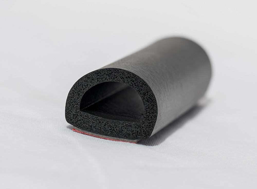 Black Closed Cell EPDM Sponge Rubber D-Seal with Tape 3M