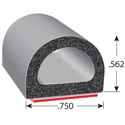 D-Shaped Rubber Seal for Enclosed Trailer 0.75 inch